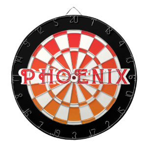 PHOENIX Rode tekst op Rood Sinaasappel Zwart-wit Dartbord