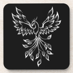 Phoenix ruist op zwart bier onderzetter