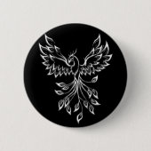 Phoenix ruist op zwart ronde button 5,7 cm (Voorkant)