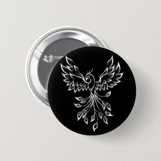 Phoenix ruist op zwart ronde button 5,7 cm (Voorkant /achterkant)