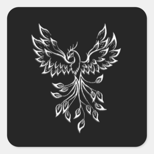 Phoenix ruist op zwart vierkante sticker (Voorkant)