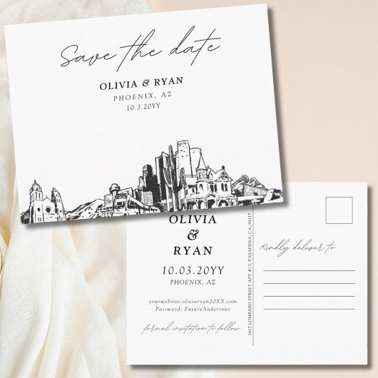 Phoenix Save the Date Briefkaart Elegante bruiloft
