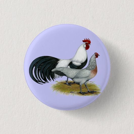 Phoenix: Silver Duckwing Pair Ronde Button 3,2 Cm (Voorkant)