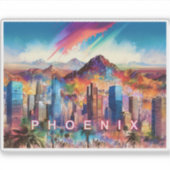 Phoenix Skyline Abstracte kunst Sticker (Voorkant)