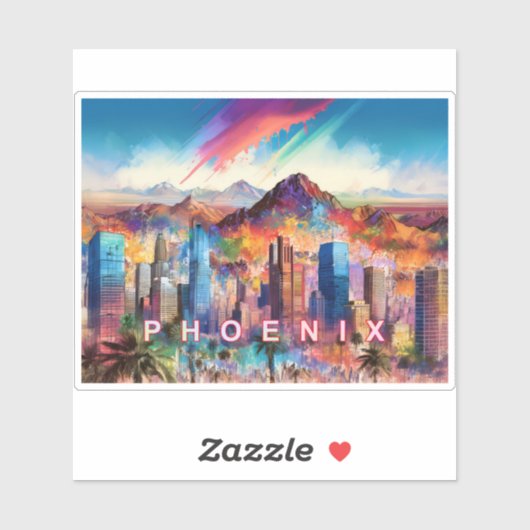 Phoenix Skyline Abstracte kunst Sticker (Vel)