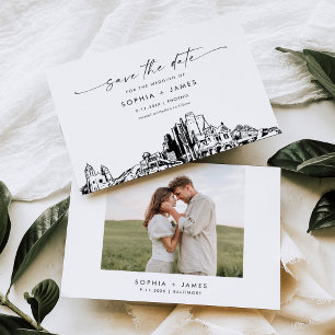 Phoenix Skyline Bruiloft Save the Date Kaart