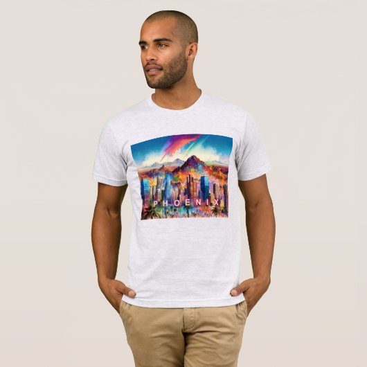 Phoenix Skyline Graffiti Art T-shirt (Voorkant volledig)