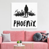 Phoenix Skyline Ink Splatter Canvas Art (Insitu (Woonkamer))