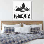 Phoenix Skyline Ink Splatter Canvas Art (Insitu (Slaapkamer))