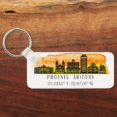 Phoenix Skyline Map Coordinates Sleutelhanger (Achterkant)