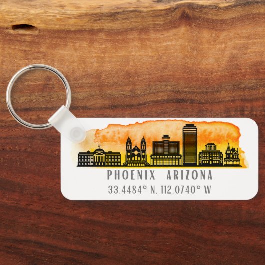 Phoenix Skyline Map Coordinates Sleutelhanger (Achterkant)
