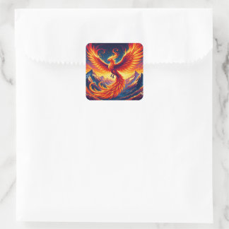 Phoenix Soars: Majestueuze vlucht over enorme piek Vierkante Sticker