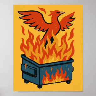 Phoenix stijgt op uit de vuilnisbak poster