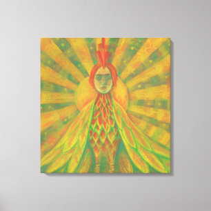 Phoenix Sun Bird Woman Goddess Fantasy Surrealisme Canvas Afdruk