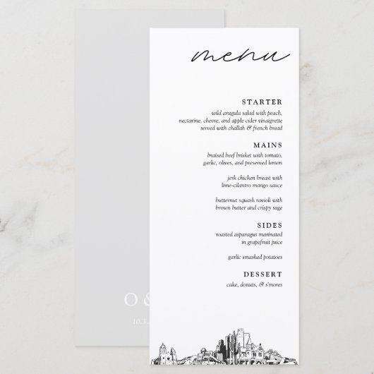 Phoenix Wedding Reception Dinner Menu (Devant / Derrière)