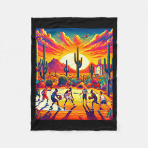 Phoenix woestijn zonsondergang basketbal hittegolf fleece deken