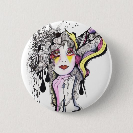 Phoenix Woman Ronde Button 5,7 Cm (Voorkant)