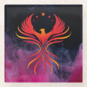 Phoennix Wings Open Glazen Onderzetter (Voorkant)