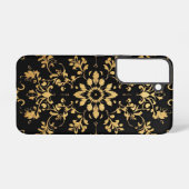 Phone case black yellow pattern style samsung galaxy hoesje (Achterkant horizontaal)