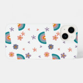 Phone Case – Rainbow and Flowers Cute Design iPhone Hoesje (Achterkant horizontaal)
