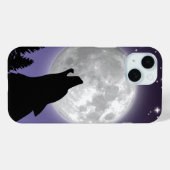 Phone case with a wolf howling at the full moon (Achterkant (horizontaal))