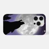 Phone case with a wolf howling at the full moon (Verso Horizontal)