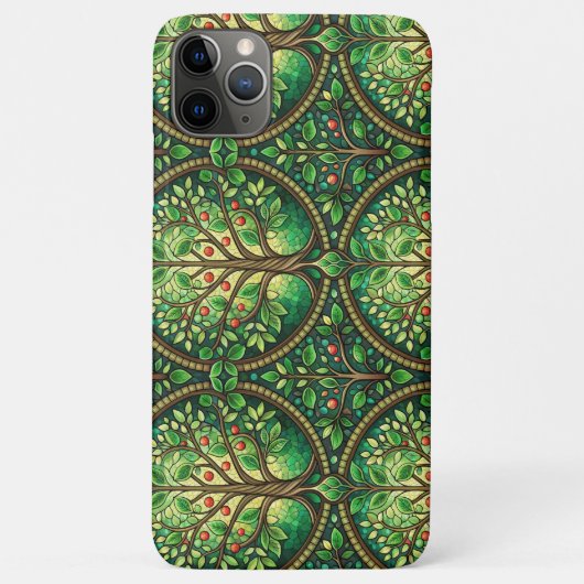 Phone case with an intricate green and brown  (Achterkant)