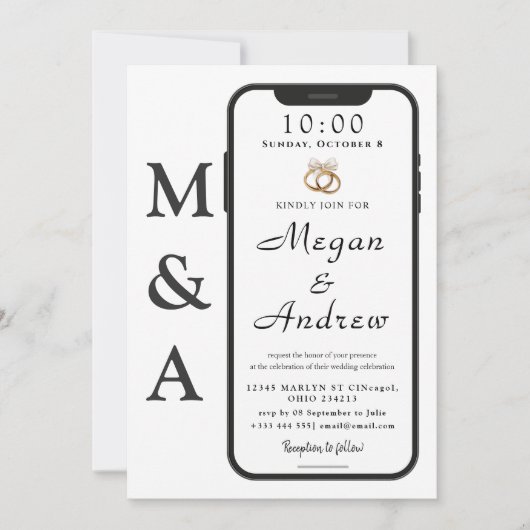 Phone Lock Screen Wedding Invitation (Devant)