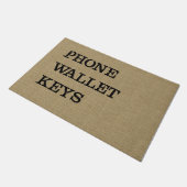 PHONE WALLET KEYS Black op Burlap Effect Deurmat (Schuin)