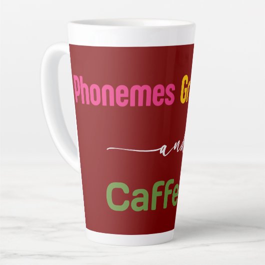 Phonemes Graphemes en Cafeïne Grappig Lezen Terug Latte Mok (Linkerhoek)