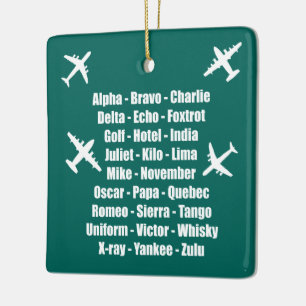 Phonetic Alphabet Air Force Blue Airplane Keramisch Ornament