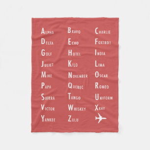 Phonetic Alphabet Aviation Tomato Fleece Blanket Deken