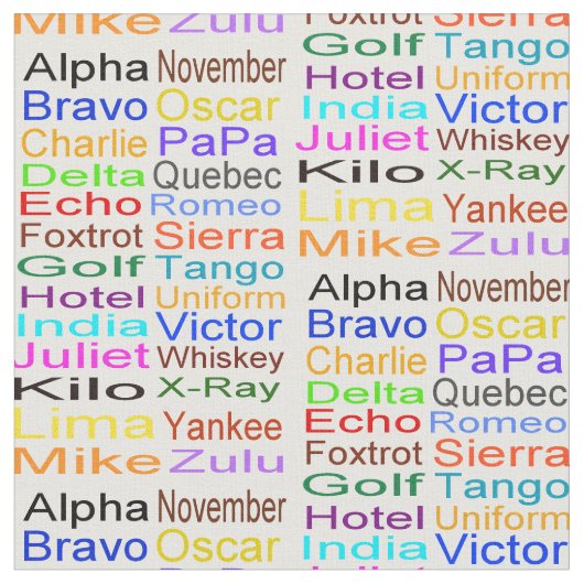 Phonetic Alphabet Fabric Stof (Close Up)