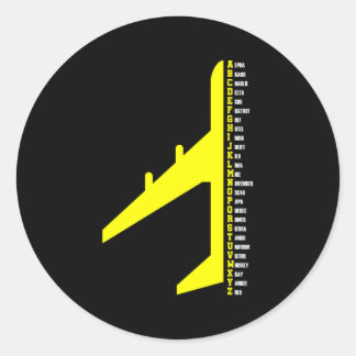 Phonetic Alphabet Pilot Airplane Aviator Ronde Sticker