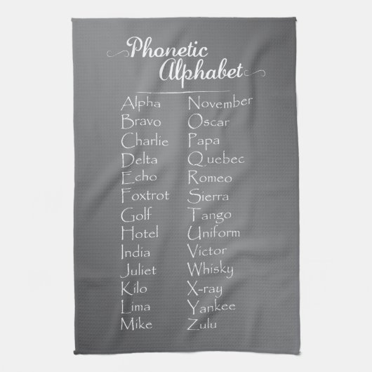 Phonetic Alphabet Teacher Cadet Training Spelling Theedoek (Verticaal)