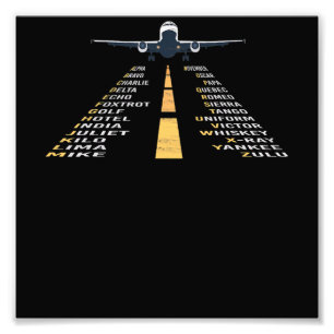 Phonetic Aphabet Pilot Cadet Airplane Gift Foto Afdruk
