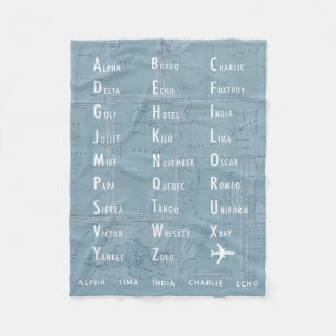 Phonetisch alfabet Aangepaste blauwe kaart Fleece Deken