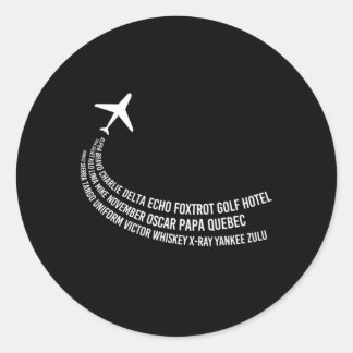 Phonetisch Alfabet Pilootvliegtuig Ronde Sticker