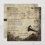 Phonograph Vintage Wedding Invitation (Devant / Derrière)