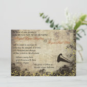 Phonographe Vintage Mariage Invitation Jaune (Debout devant)