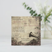 Phonographe Vintage Mariage Invitation Rose (Debout devant)