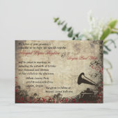 Phonographe Vintage Wedding Invitation Rouge (Debout devant)