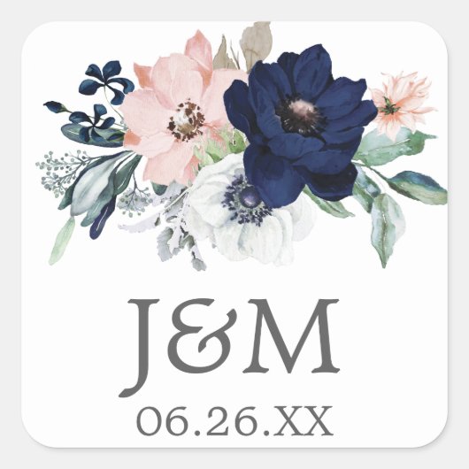 Phoques d'enveloppes Navy Blooms - Stickers Favori (Devant)