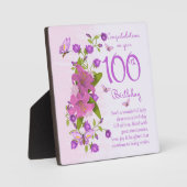 Photo 100e Anniversaire Plaque Cadeau 5.25 x 5.25 avec E (Recto)