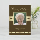 Photo 100th Birthday Party Invitation Brown (Debout devant)