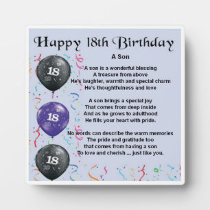 Photo 18e anniversaire Son Poem Plaque