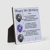 Photo 18e anniversaire Son Poem Plaque (Recto)