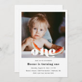 Photo 1er Anniversaire Invitation | Premier annive (Devant / Derrière)