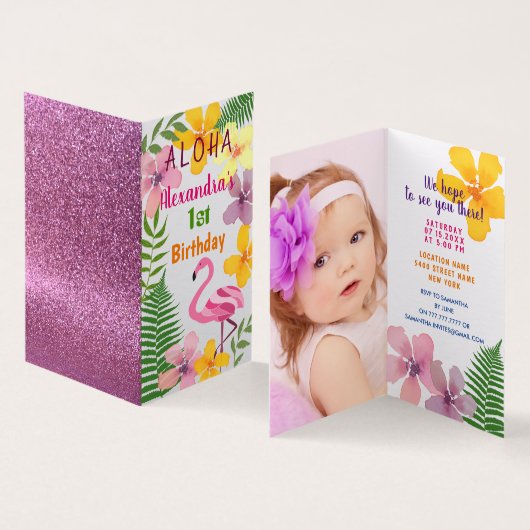 Photo 1er anniversaire Luau Invitation (Inside and Outside)
