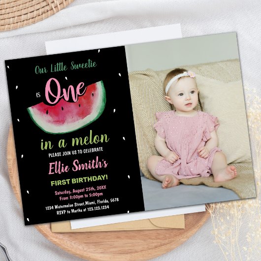 Photo 1er Black Watermelon Invitations d'anniversa